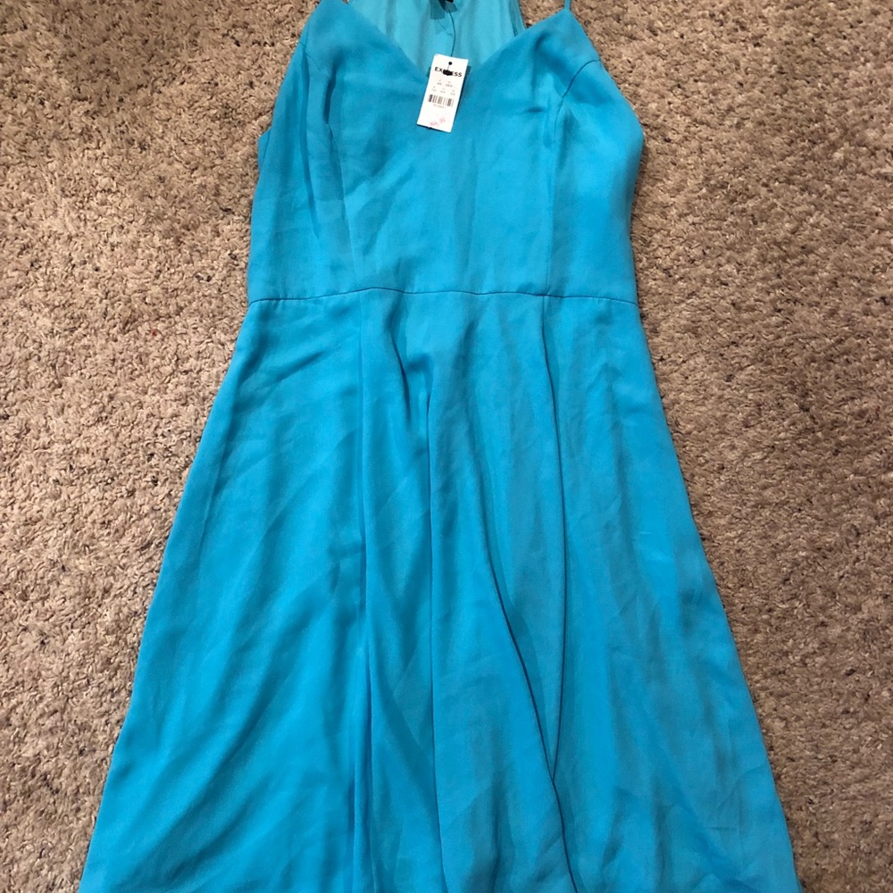 teal flowy express dress